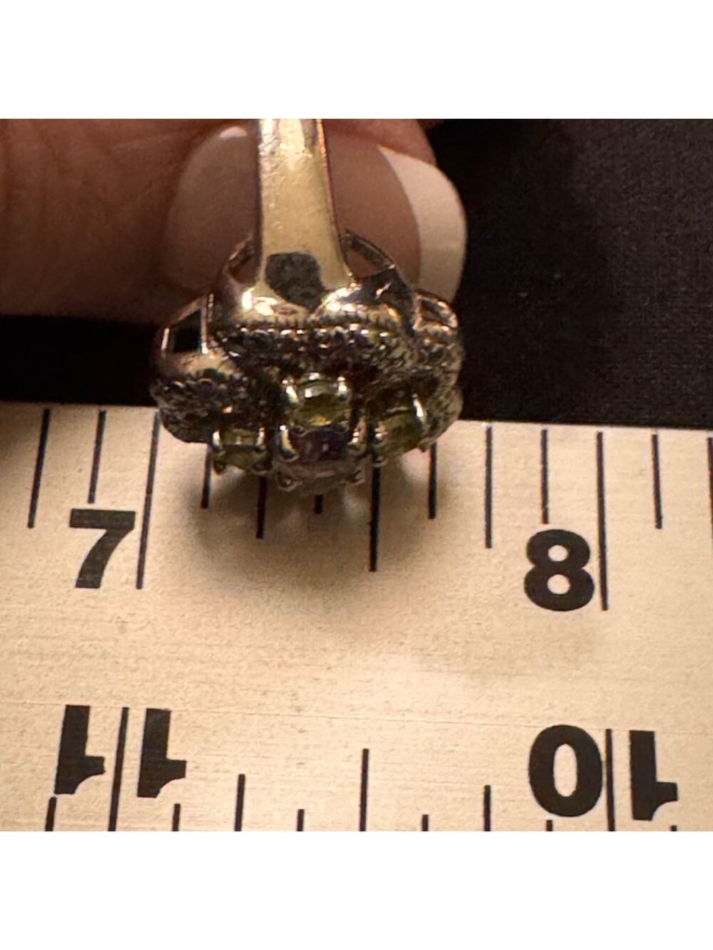 Sterling Silver 925 Amethyst Peridot Prong Set Statement Ring Size 7.75 - Picture 9 of 12